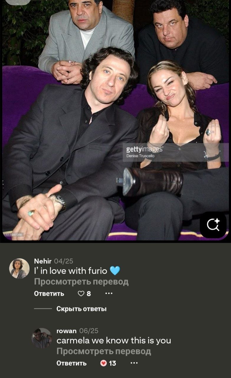 i у 1 зенут Я и Nehir 04/25 in love with furio Просмотреть перевод Ответить Скрыть ответы rowan 06/25 carmela we know this is you Просмотреть перевод Ответить eee