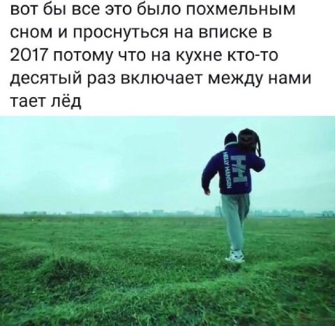 вот бы все это было похмельным сном и проснуться на вписке в 2017 потому что на кухне кто-то десятый раз включает между нами тает лёд