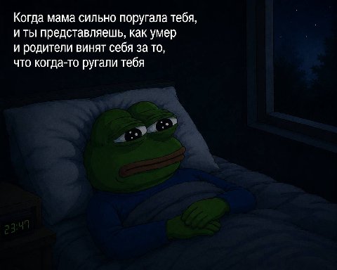 Когда мама сильно поругала тебя, и ты представляешь, как умер и родители винят себя за то, что когда-то ругали тебя