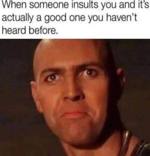 Упеп someone insults you and its actually a good one you haven't heard before.