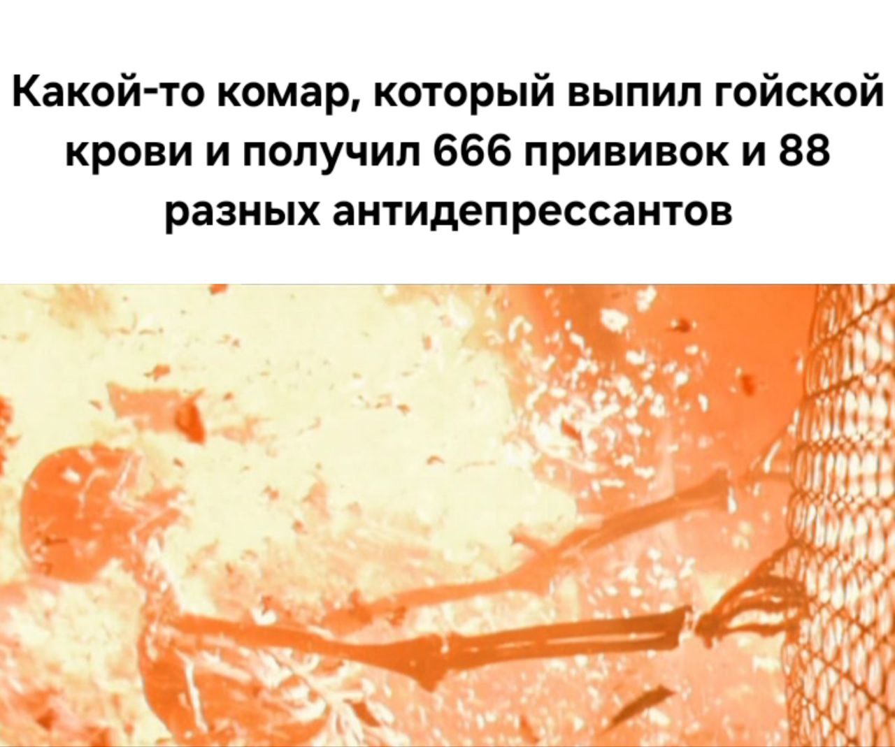 Какой-то комар, который выпил гойской крови и получил 666 прививок и 88 разных антидепрессантов у?