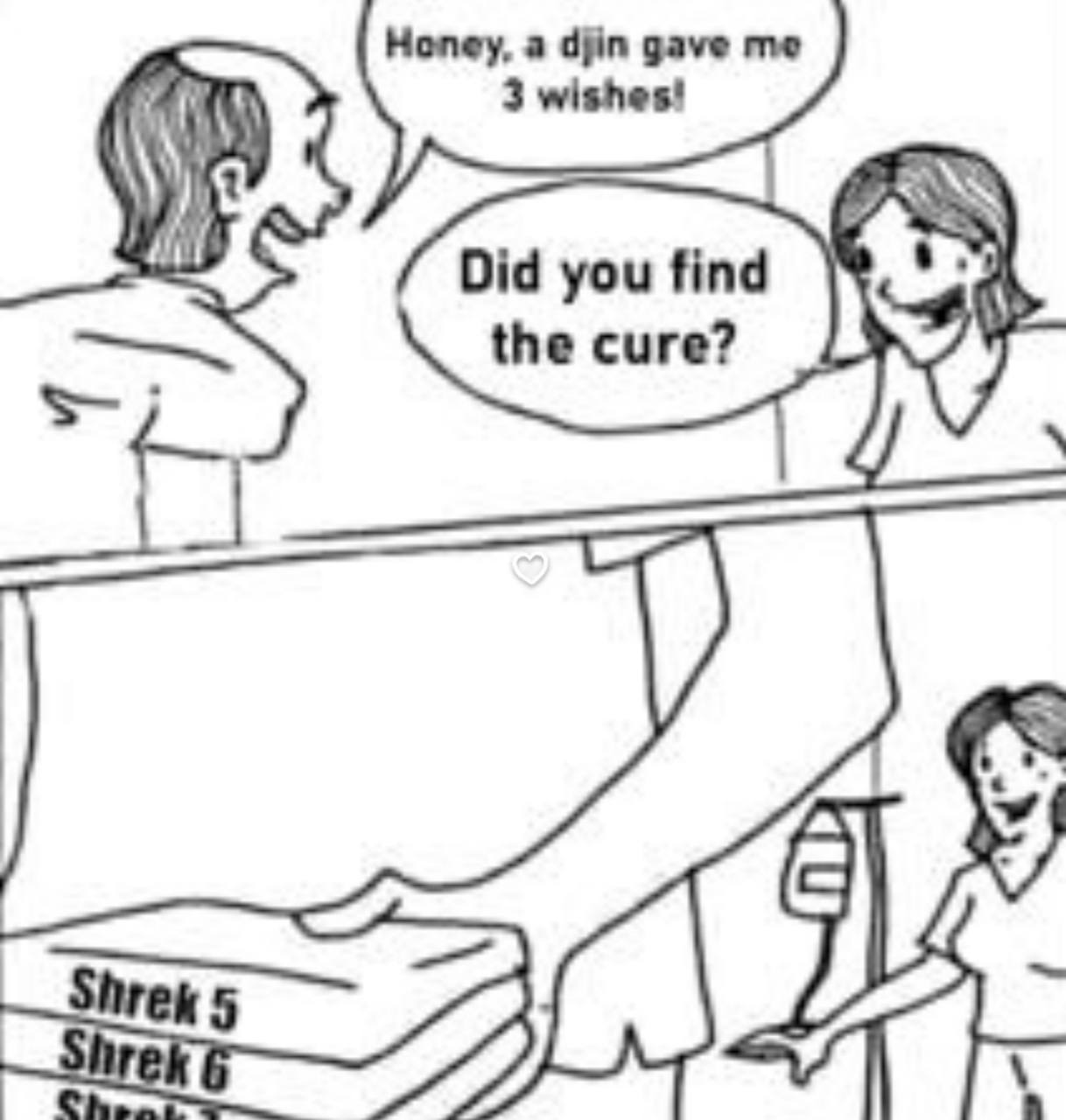 Honey, а djin gave me 3 wishes! Did you find the cure?