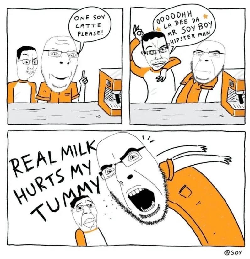 ONE SoY LATTE 90° PLEASE! 2 MILK @soy