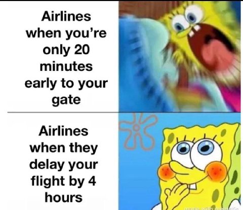 Airlines when you’re only 20 minutes к early to your gate Airlines when they delay your flight 4 hours 9 я