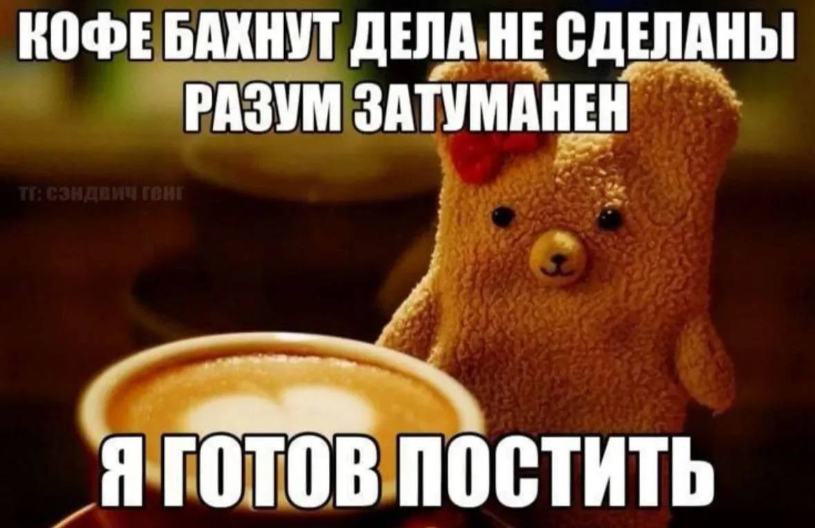 КОФЕБАКНУТ ДЕЛА НЕ СДЕЛАНЫ РАЗУМ ЗАТУМАНЕН Я ГОТОВ ПОСТИТЬ