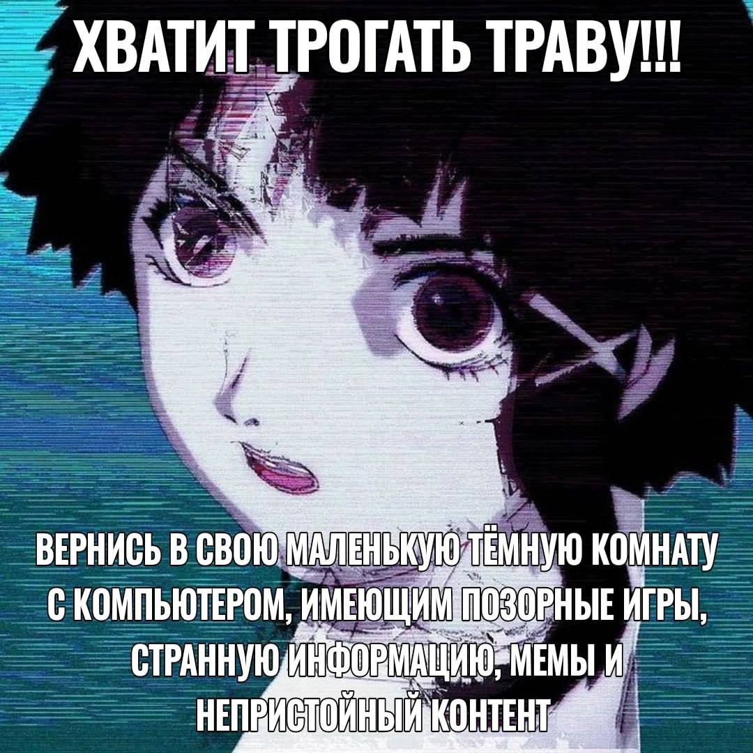 ann ХВАТИТ. ТРОГАТЬ ТРАВУ ВЕРНИСЬ В. СВОЮ МАЛЕНЬКУЮ KOMHA ОТЕРОМ, И МЕЮЩИМПОЗОРНЫЕ ИГР МЕМЫ И
