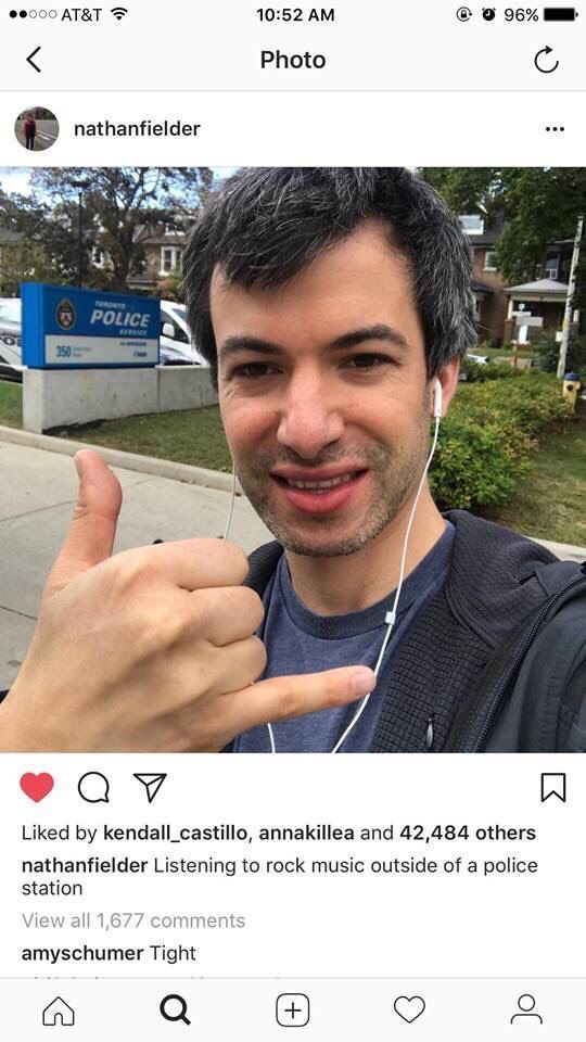 АТ&Т 10:52 96% Photo С i= nathanfielder 7 1% 4 у 3 1 igs 4 Liked kendall_castillo, annakillea and 42,484 others nathanfielder Listening to rock music outside of a police station View all 1,677 comment