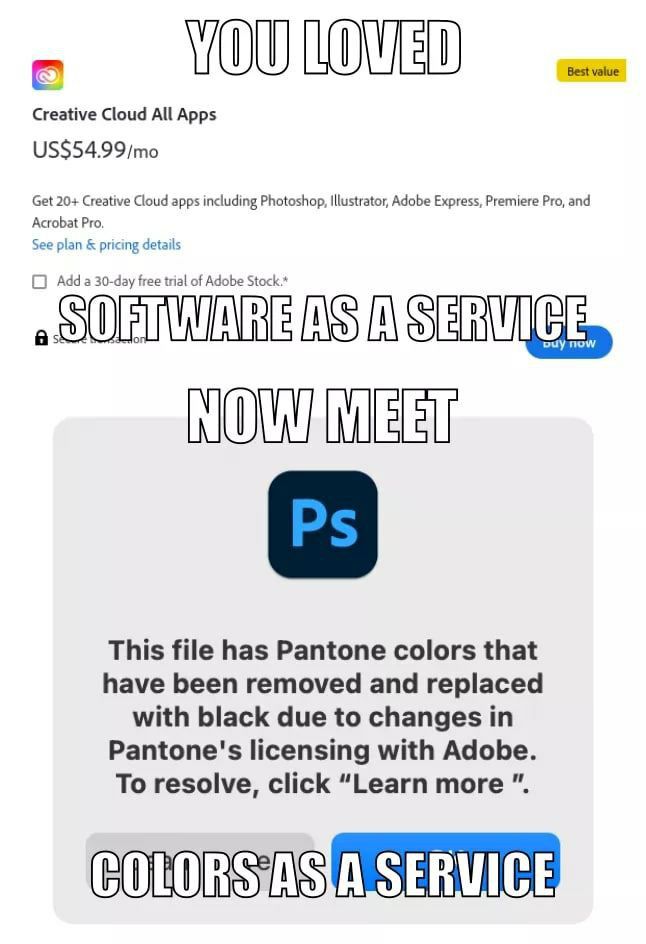Best value Creative Cloud Apps Get 20+ Creative Cloud apps including Photoshop, Illustrator, Adobe Express, Premiere Pro, and Acrobat Pro, See plan pricing details С) Add a 30-day free trial of Adobe 