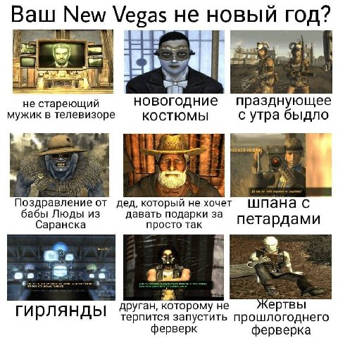 Ваш New Vegas не новый год? ule He стареющии новогодние празднующее мужик в телевизоре КОСТЮМЫ с утра быдло 4 Поздравление от дед, который He хочет шпана с бабы Люды из давать подарки за петардами Сар