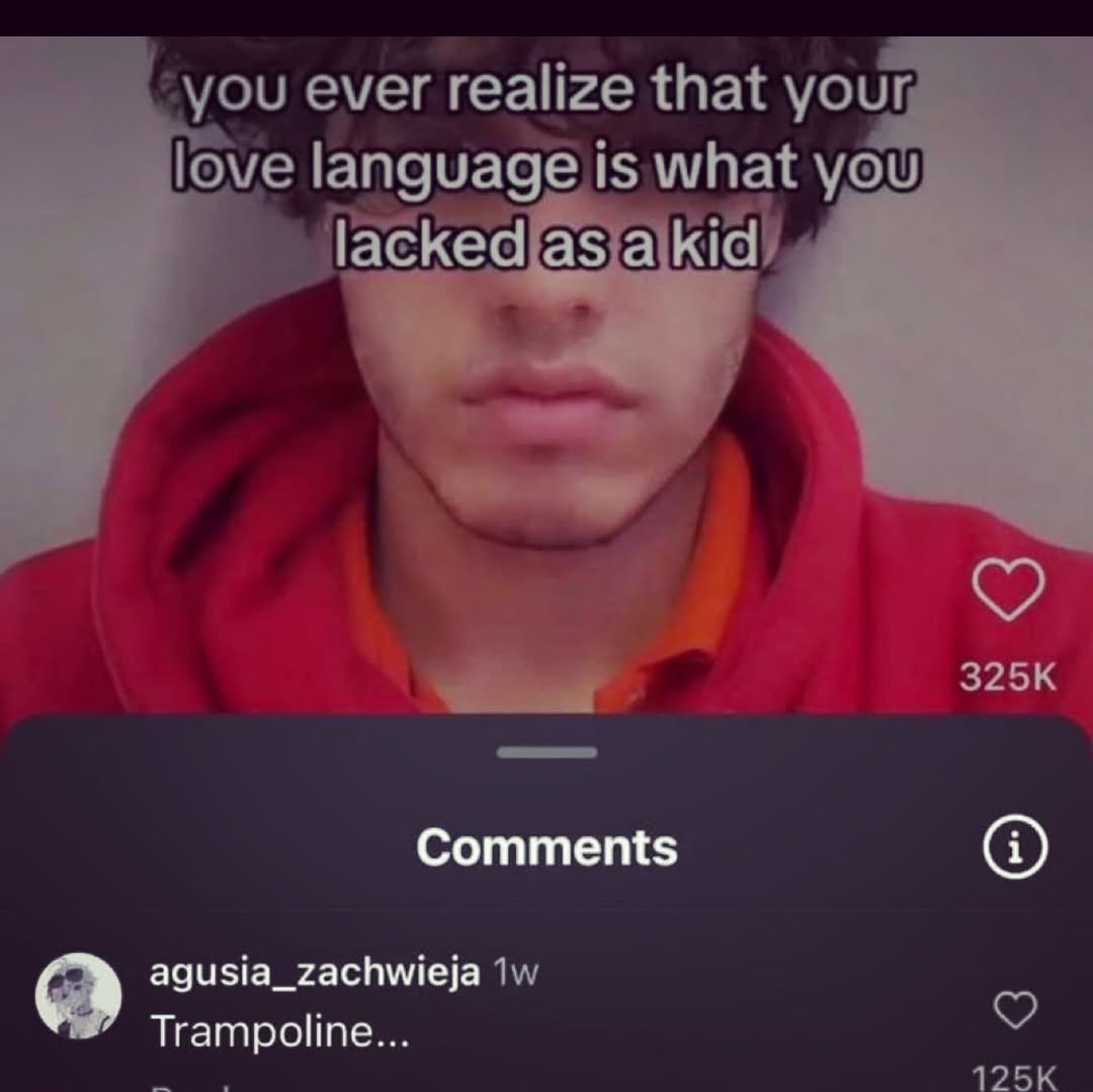 you ever realize that your love language is what you пог kid) Comments agusia_zachwieja Trampoline...