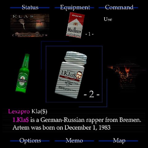 Status Equipment Command Use 1 и 1 Гехарго i.KlaS is а German-Russian rapper from Bremen. Artem was born on December 1, 1983 Options Memo Map