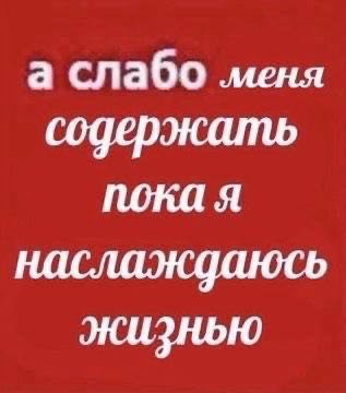 а слабо меня содержать пока я наслаждаюсь жизнью