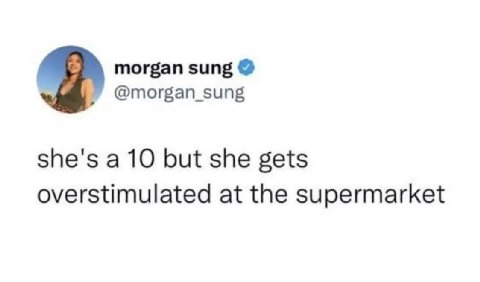 morgan sung @morgan_sung she's a 10 but she gets overstimulated at the supermarket