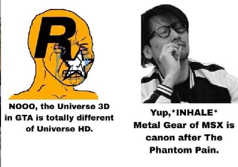 7 NOOO, the Universe Yup, *INHALE* in GTA is totally different of Universe Metal Gear of MSX is canon after The Phantom Pain.