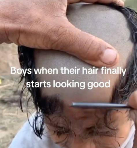 Boys when their hair finally starts looking good