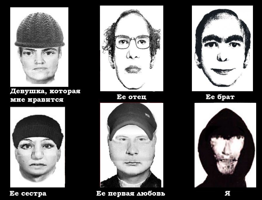 А 8 Девушка, которая мне нравится Ее отец Ее брат 4 сестра Ее первая любовь A
