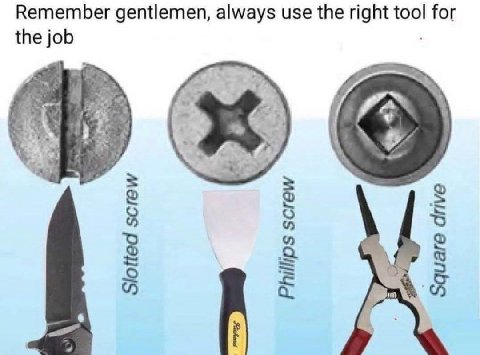 Remember gentlemen, always use the right tool for the job on у a