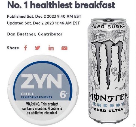 1 healthiest breakfast Published Sat, Dec 2 2023 9:40 EST Updated Sat, Dec 2 2023 11:46 EST “ZERO SUG Dan Buettner, Contributor Share in МУТ WARNING: This product NERG contains nicotine. Nicotine is Z