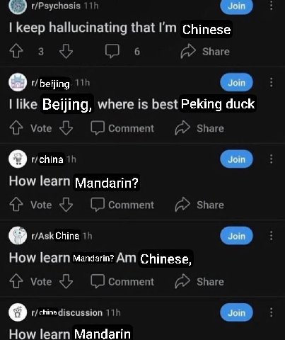 Psychosis Join keep hallucinating that Chinese beijing Join like Beijing, where is best Peking duck г/сНта Join How learn Mandarin? r/Ask China Join How learn Mandarin? Chinese, о Join How learn Manda