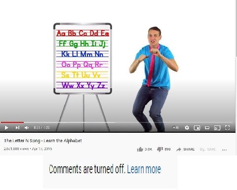 0:11 1:55 The Letter Song Learn the Alphabet 2,681,888 views Apr 17, 2015 1@ 890 SHARE Comments are tumed off. Learn more