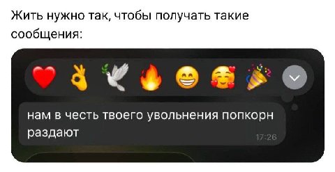 Жить нужно так, чтобы получать такие сообщения: нам в честь твоего увольнения попкорн раздают