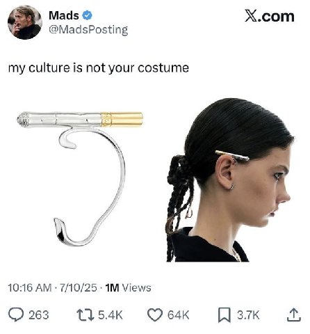 Mads Х.сот @MadsPosting my culture is not your costume С и 4 10:16 7/10/25 Views