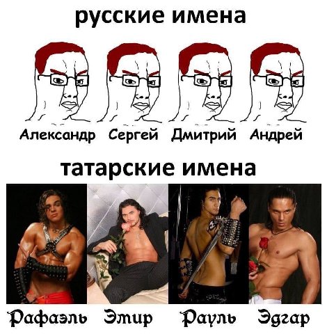 русские имена Александр Сергей Дмитрий Андрей татарские имена я Фафаэль Эмир Фауль Эдгар
