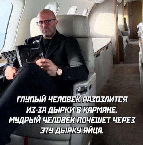 и ГЛУПЫЙ ЧЕЛОВЕК РАЗОЗЛИТСЯ ИЗ-ЗА ДЫРКИ В КАРМАНЕ. МУДРЫЙ ЧЕЛОВЕК ПОЧЕШЕТ ЧЕРЕЗ ЭТУ ДЫРКУ ЯЙЦА.