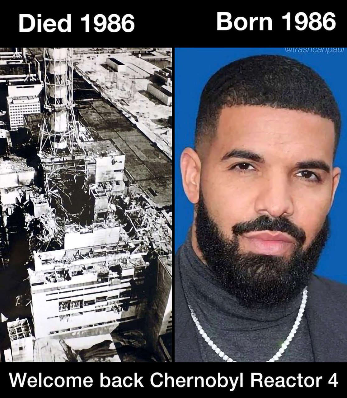 Died 1986 Born 1986 ни Welcome back Chernobyl Reactor 4