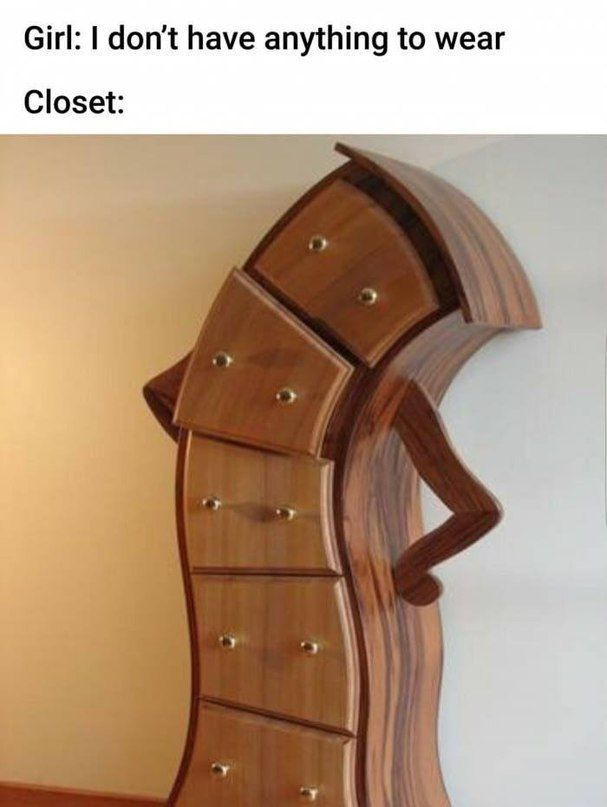 Girl: don't have anything to wear Closet: