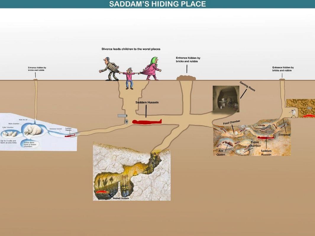 SADDAWM’S HIDING PLACE Divorce leads children to the worst places Entrance hidéen hidden and Up are ome 4 lower а