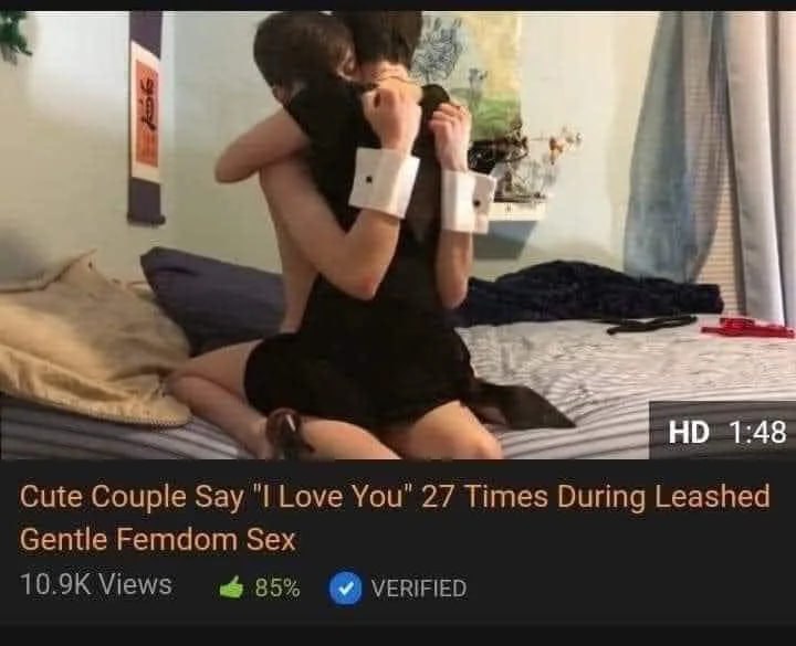 i} НО 1:48 Cute Couple Say Love You" 27 Times During Leashed Gentle Femdom Sex Views 85% VERIFIED