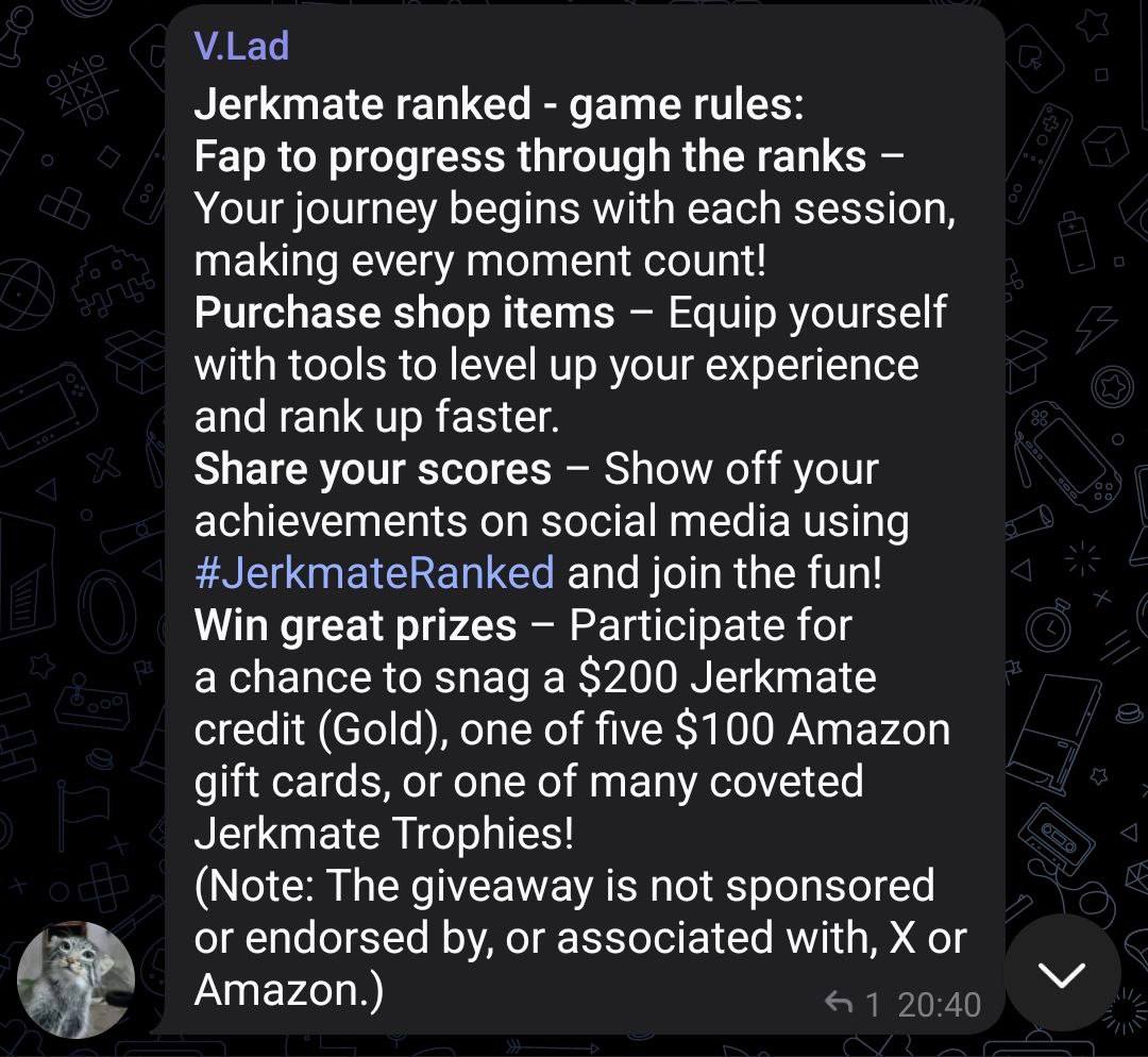 Jerkmate ranked game rules: Fap to progress through the ranks Your journey begins with each session, making every moment count! Purchase shop items Equip yourself with tools to level up your experienc
