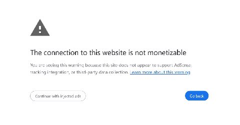 The connection to this website is not monetizable You are seeing this warning because this site does not appear to support AdSense, tracking integration, or third-party data collection. Learn more abo