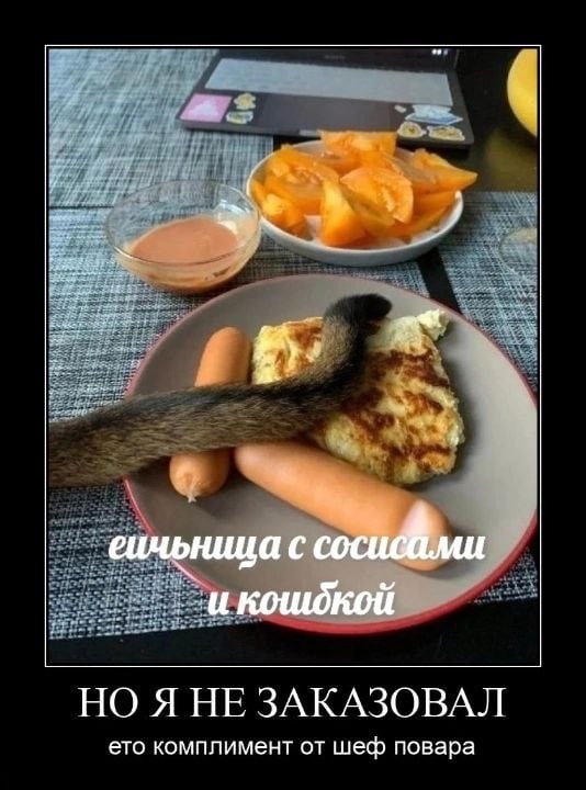 сичьница с НО Я НЕ ЗАКАЗОВАЛ ето комплимент от шеф повара