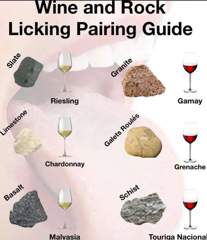 Wine and Rock Licking Pairing Guide 5? 4 as Riesling Сатау о 3 2 7 Chardonnay Ley Malvasia Touriaa Масюпа