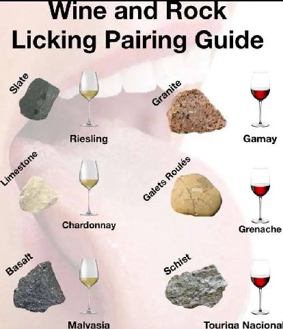 Wine and Rock Licking Pairing Guide 5? 4 as Riesling Сатау о 3 2 7 Chardonnay Ley Malvasia Touriaa Масюпа