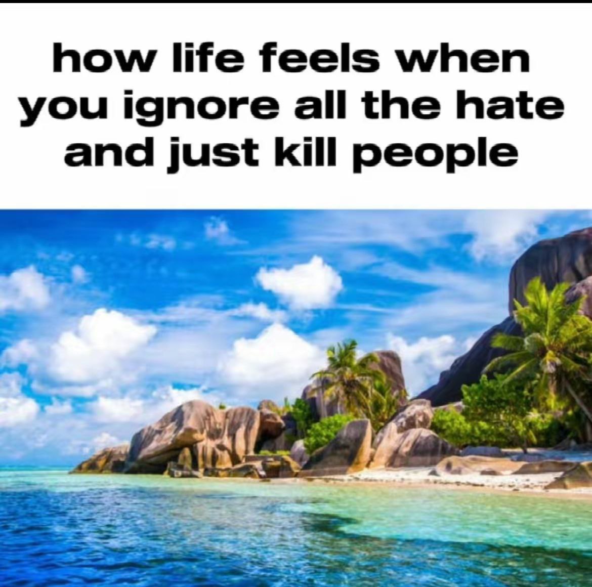 how life feels when you ignore all the hate and just kill people