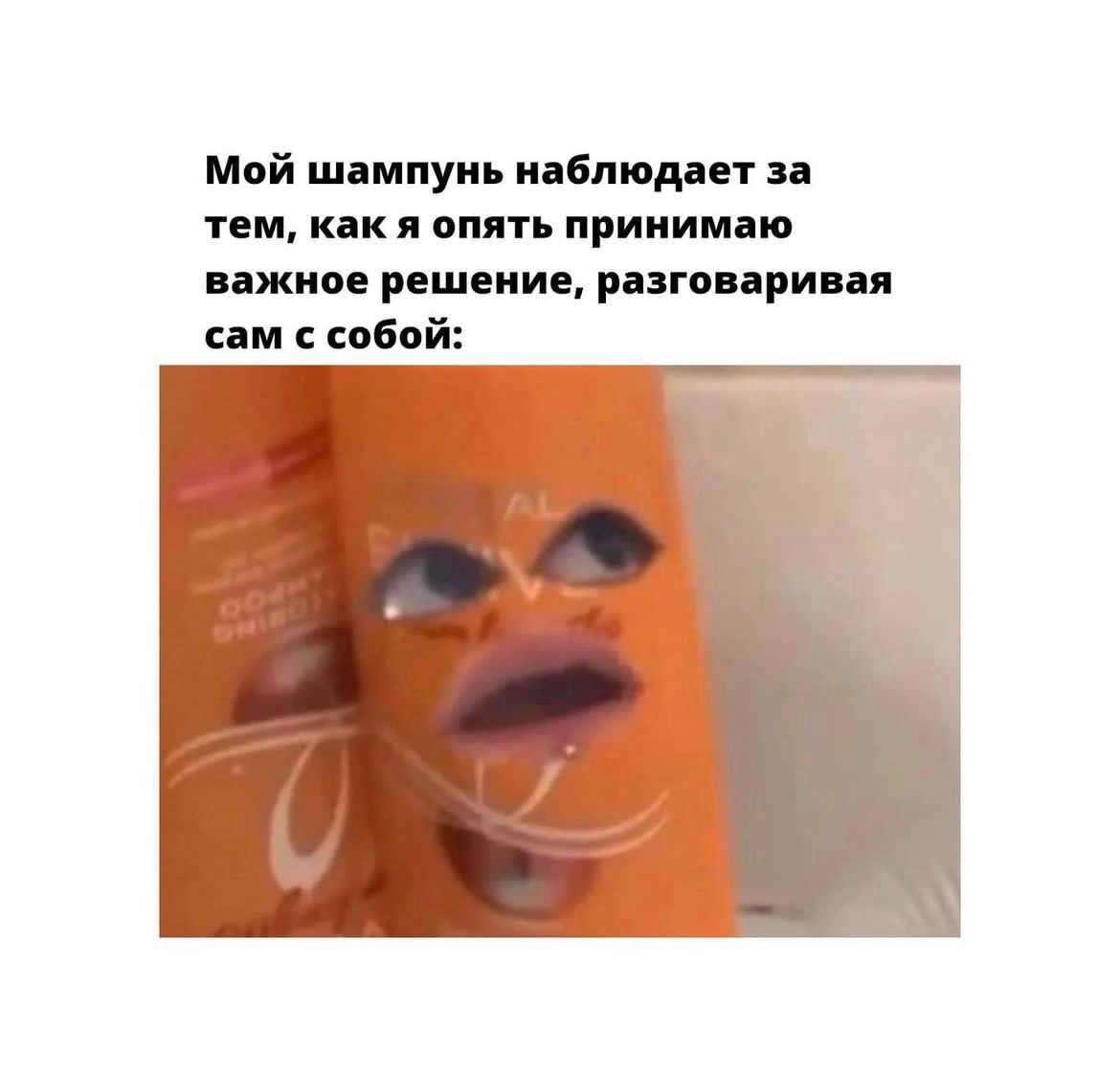 Мой шампунь наблюдает за тем, как я опять принимаю важное решение, разговаривая сам с собой:
