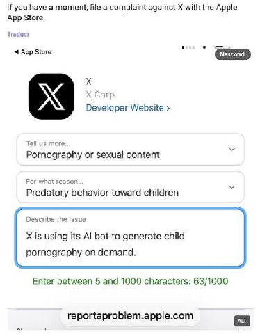 If you have a moment, file a complaint against with the Apple App Store. Traduci App Store Corp. Developer Website Tell more... Pornography or sexual content For what reason... Predatory behavior towa