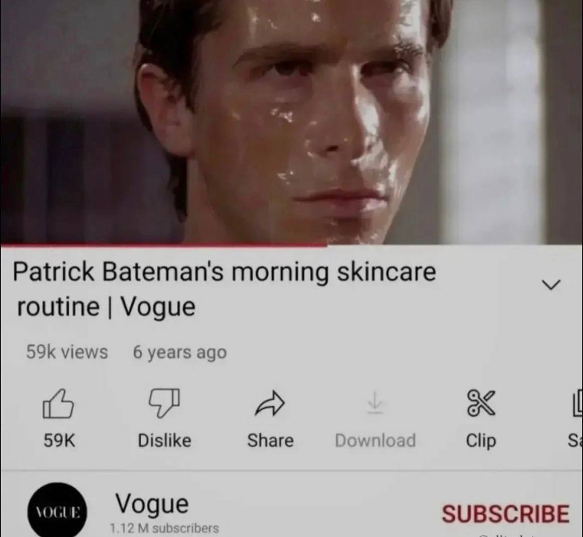 Patrick Ваетап$ morning skincare routine Vogue views 6 years ago Dislike Share Clip Vogue ribe SUBSCRIBE