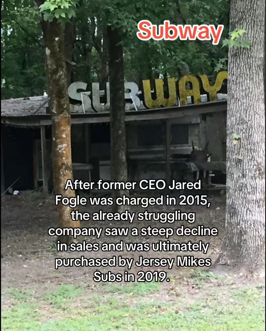 4 В: 44 i и НЕ After former CEO Jared Fogle was charged in 2015, the already struggling ity company saw а steep decline nll in sales and was ultimately purchased Jersey Mikes: $3 0 23 2.