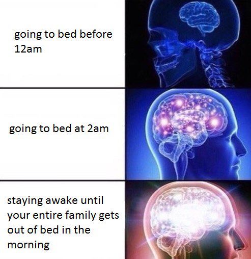going to bed before going to bed at staying awake until your entire family gets out of bed in the morning