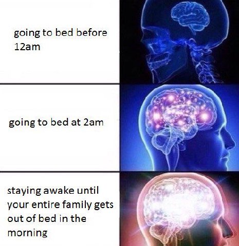going to bed before going to bed at staying awake until your entire family gets out of bed in the morning