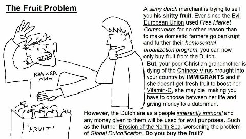 The Fruit Problem A slimy dutch merchant is trying to sell you his shitty fruit. Ever since the Evil European Union used Free Market Communism for no other reason than to make domestic farmers bankrup