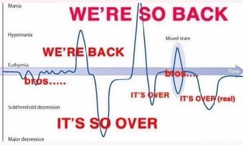 Mania WE’RE BACK Hypomania Mixed state Subthreshold depression (real) IT’S OVER Maior depression