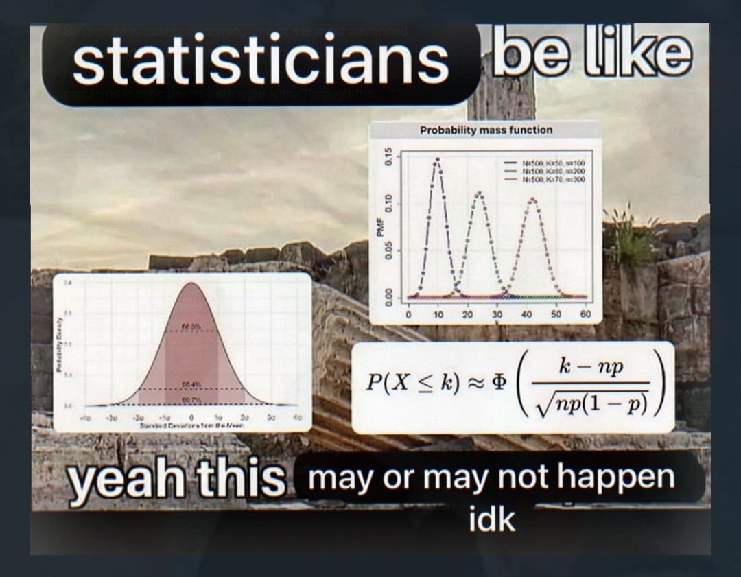 Statisticians like Probability mass function К may or may not happen idk
