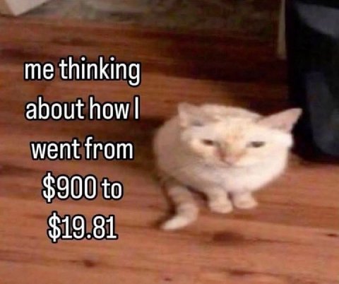 me thinking about how went from $900 to a4 $19.81
