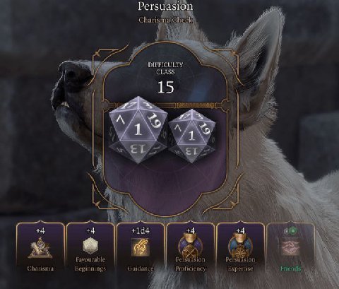 Pers DIFFICULTY CLASS 4 15 +4 +4 +144 +4 +4 i 8 Favourable Persuasion Charisma Friend: Beginnings Proficiency Expertise
