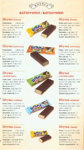 У БАТОНЧИКИ БАТОНЧИКИ (банан) Штучка (банан) Описание: вафельный Опис: вафельний ТОНЧИК В батончик в молочном шоко- молочному шоколад! бана- ладе с банановой начинкой, HOBOIO Масса нетто: 35 Maca нетт